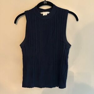 Veronica Beard Dark Blue Ribbed Tank Top